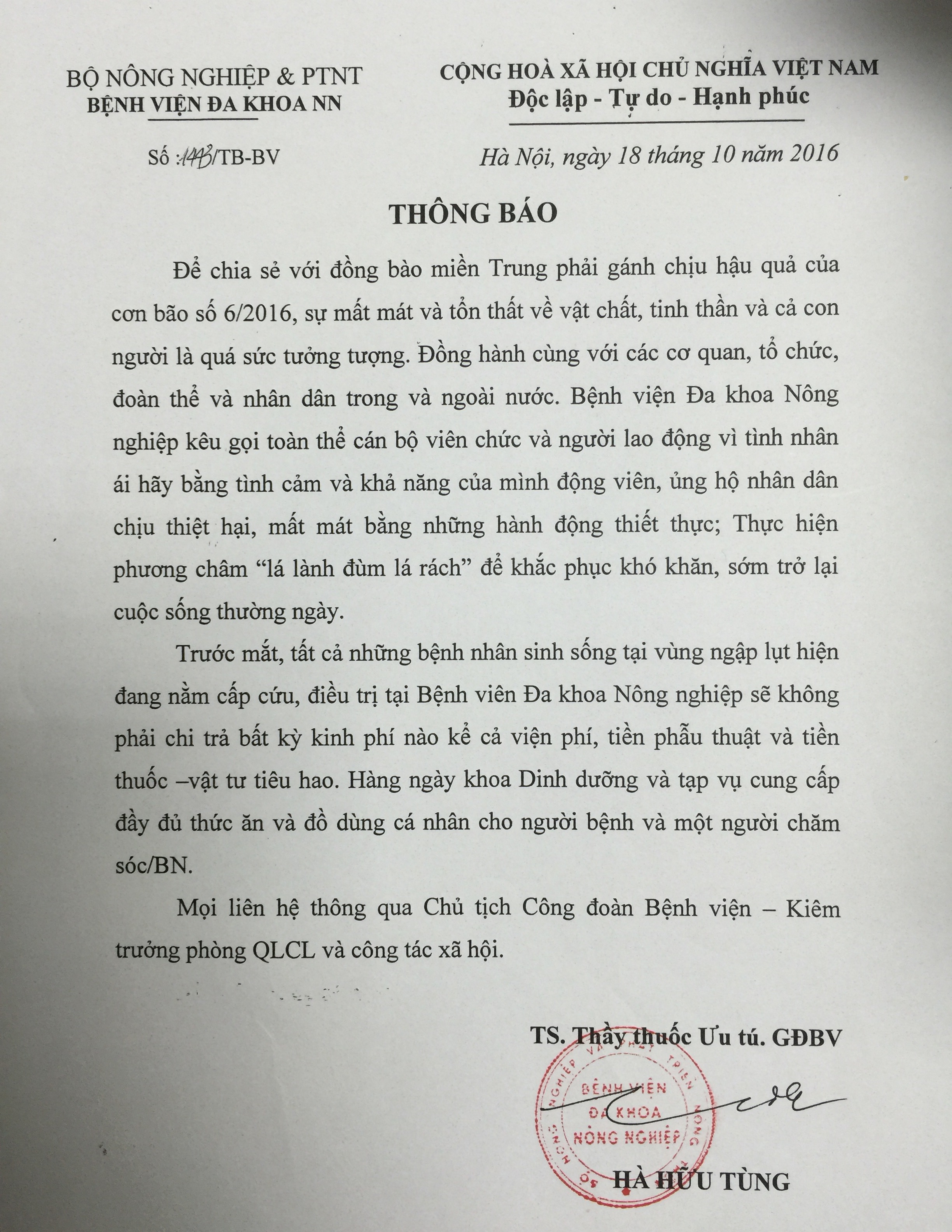 Chung tay – chung sức – chung lòng ủng hộ đồng bào lũ lụt miền Trung