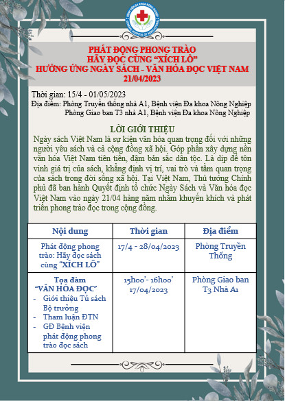 Bệnh viện Đa khoa Nông Nghiệp tổ chức phát động phong trào: Hãy đọc cùng ” XÍCH LÔ” năm 2023