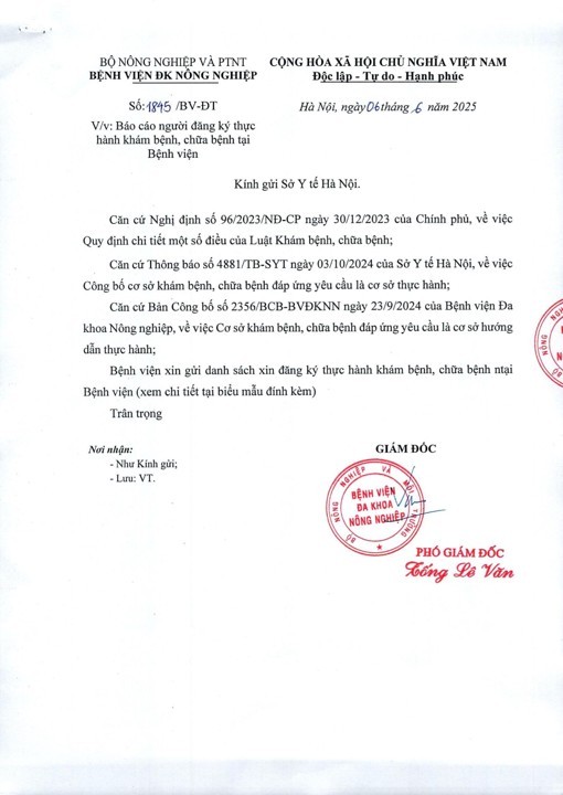 Thông báo người thực hành khám bệnh, chữa bệnh